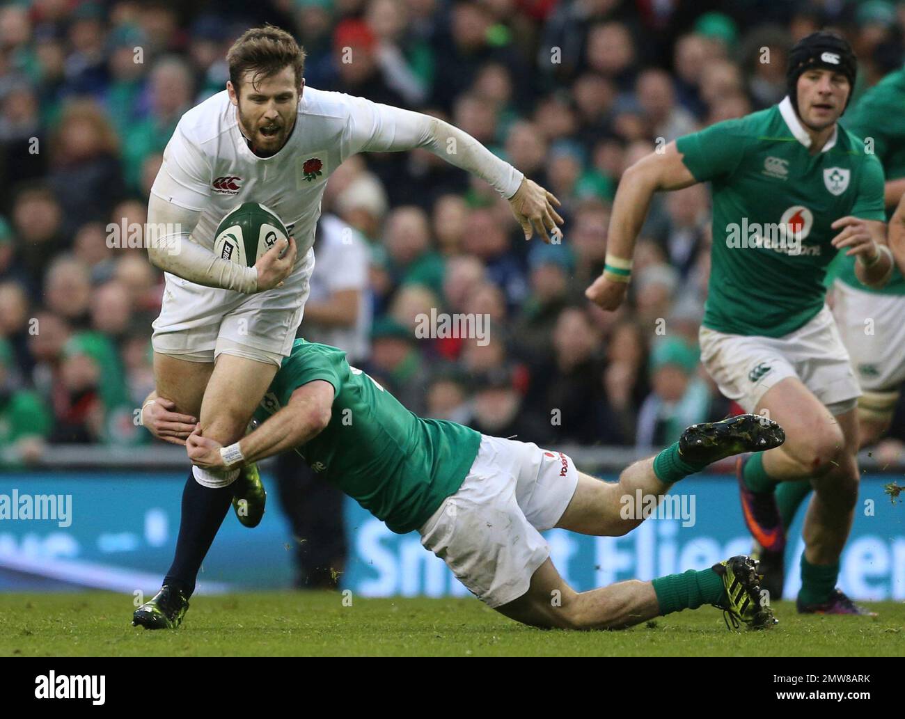 England's Elliot Daly charges forward during the Six Nations rugby ...
