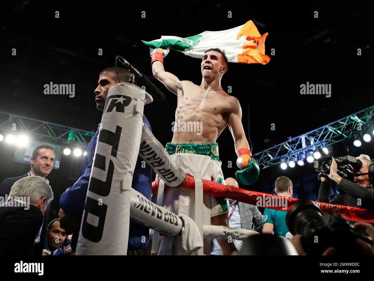 Michael Conlan, of Ireland, celebrates after a super bantamweight ...