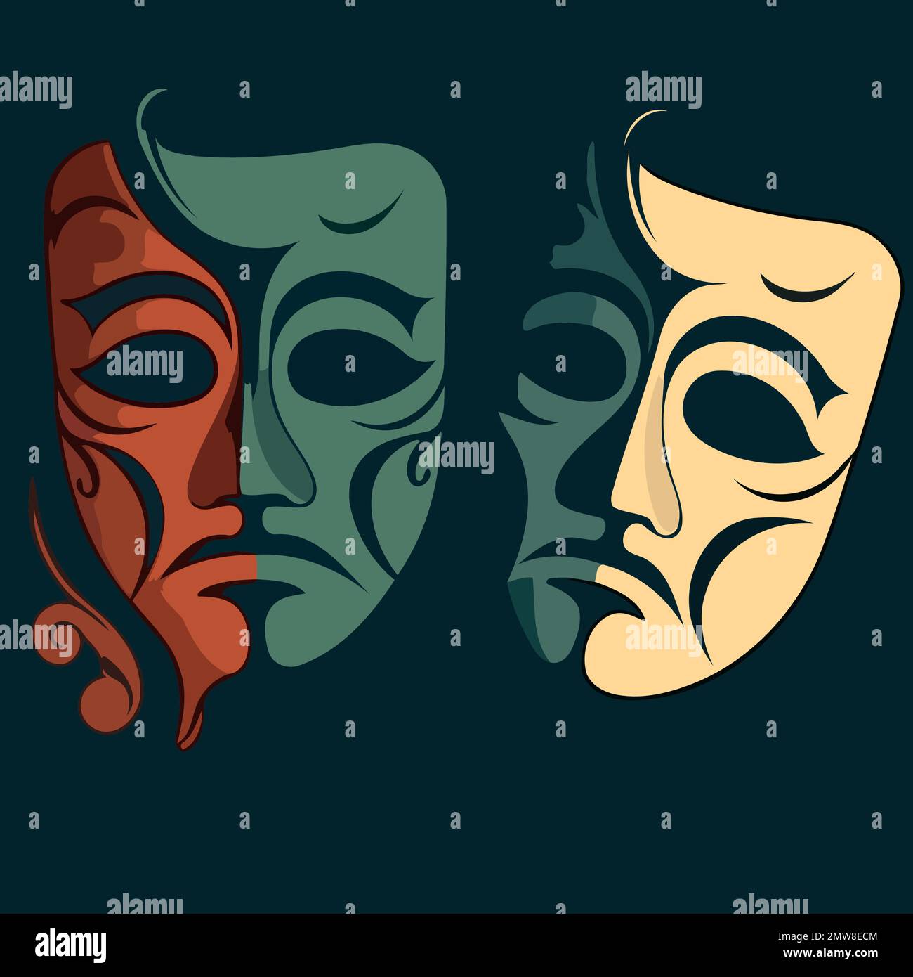 object dramatic theater masks minimalistic colorful vector illustration  Stock Vector Image & Art - Alamy