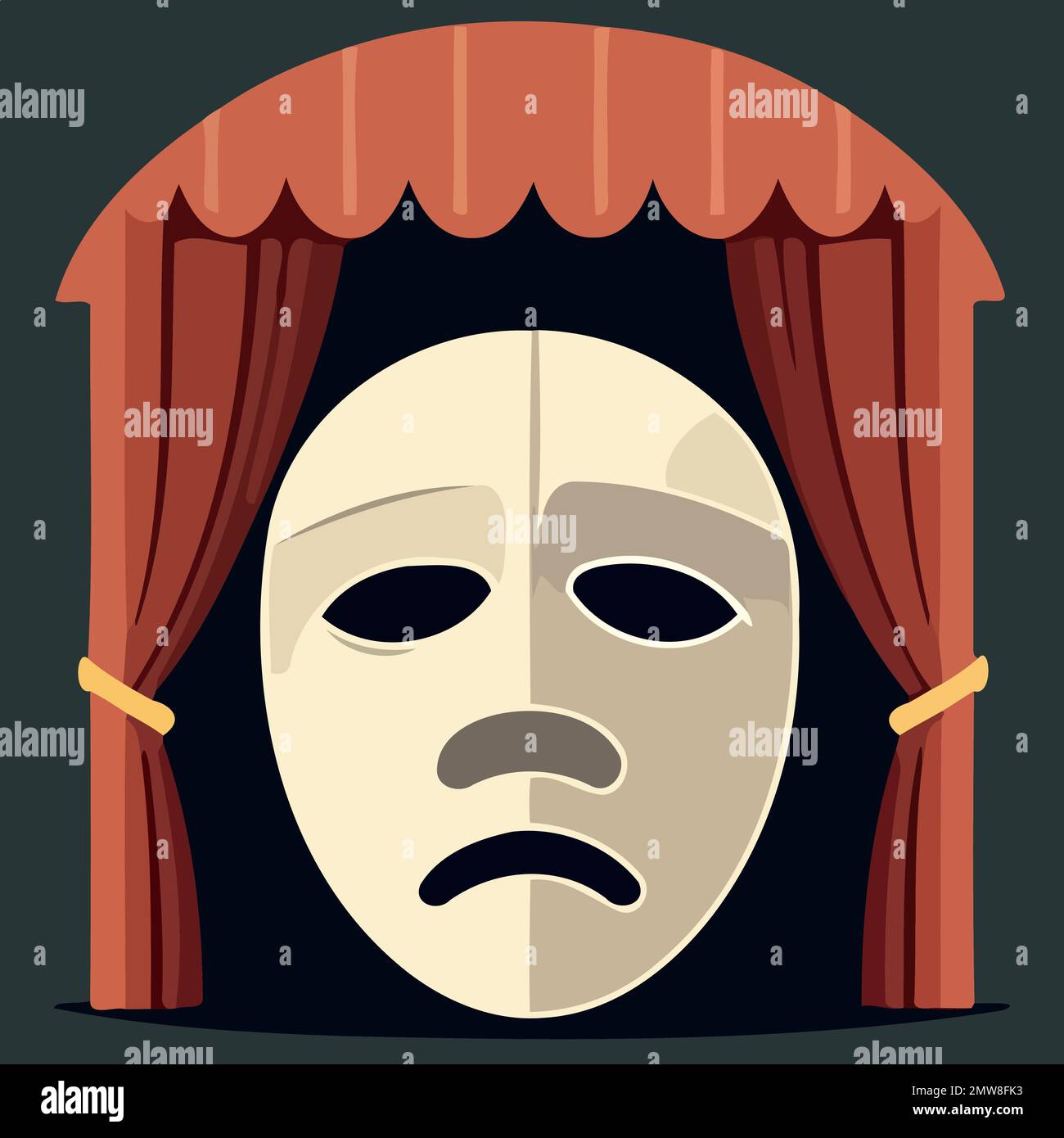 object dramatic theater masks minimalistic colorful vector