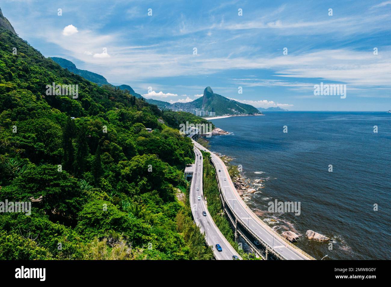 Aerial Drone View Of Elevado Do Joa In Rio De Janeiro, Brazil, A 