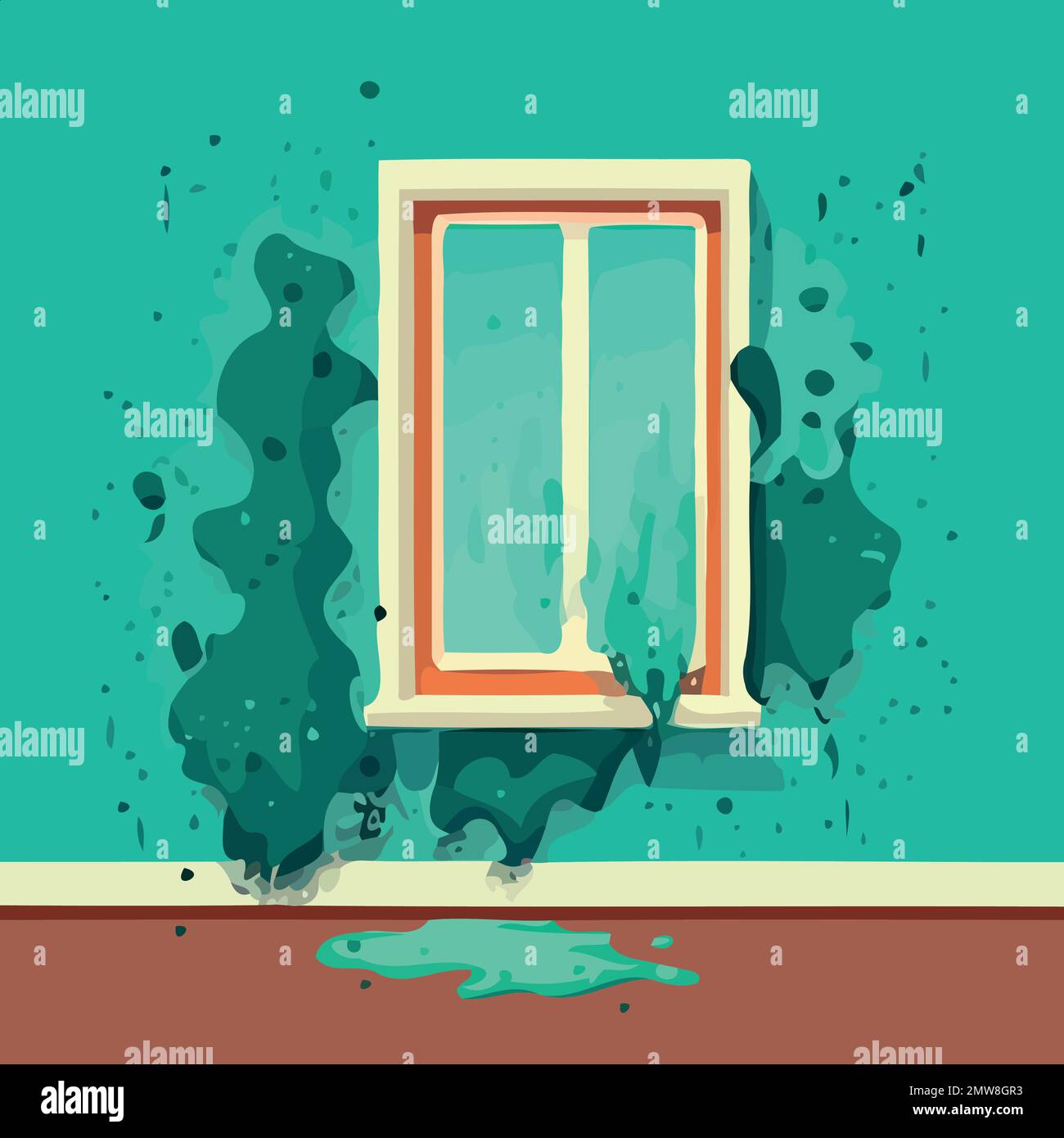 musty wall of contaminated room mold fungus vector illustration Stock