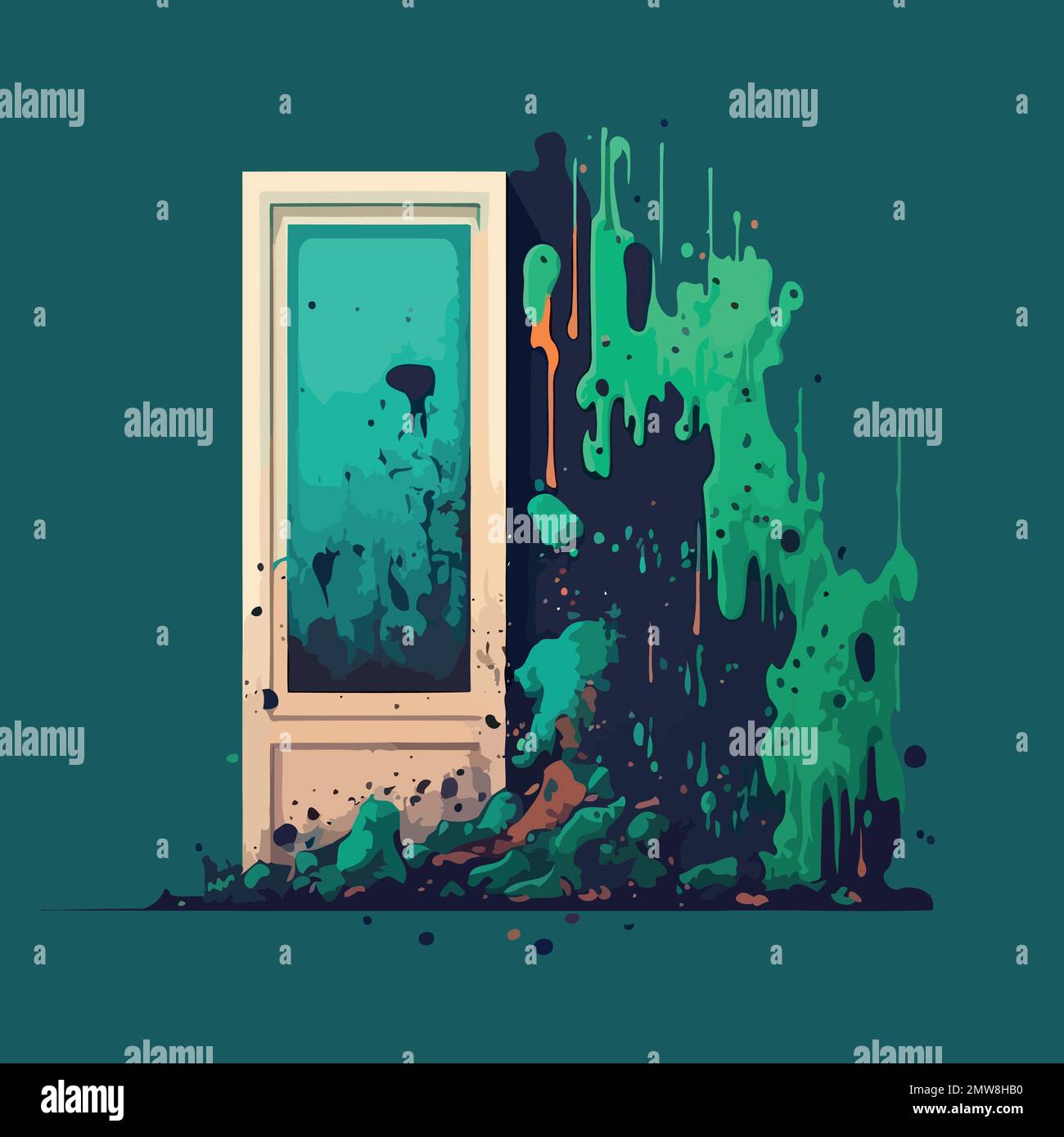 musty wall of contaminated room mold fungus vector illustration Stock