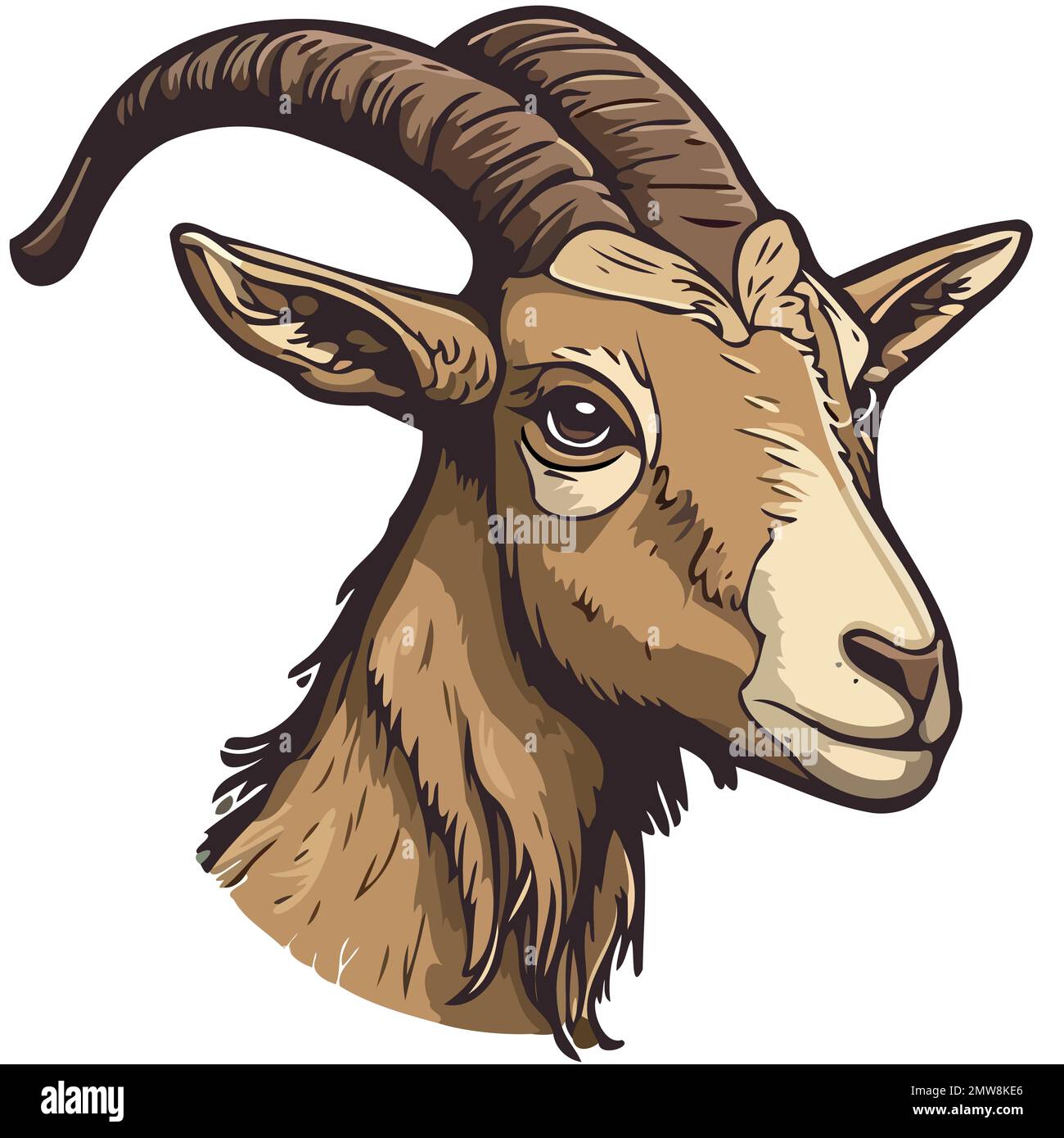 goat mammal animal head isolated colorful vector illustration Stock ...