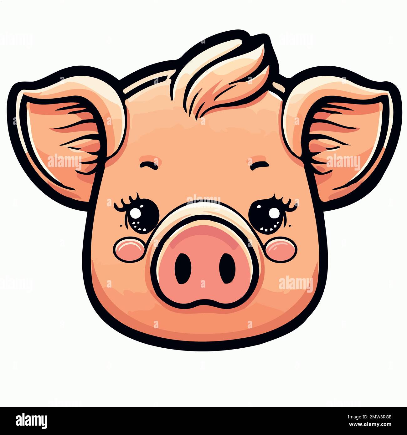 Cute pig farm animal farm mammal head isolated vector illustration