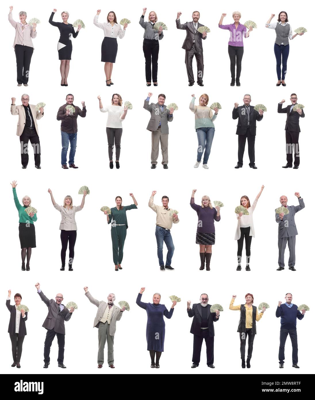 group of successful business people with money isolated Stock Photo - Alamy