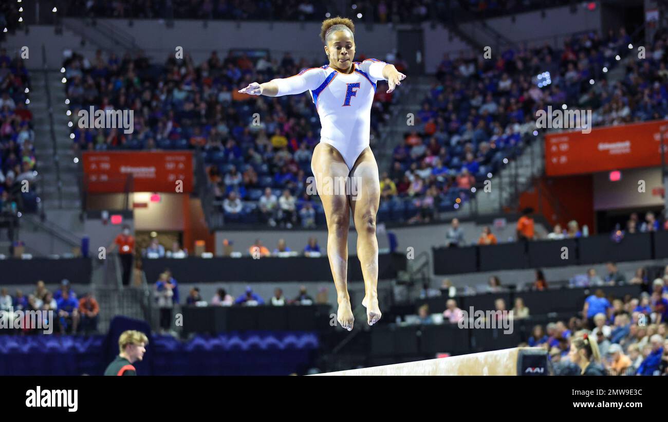 Florida's Sloane Blakely competes on the beam during an NCAA gymnastics