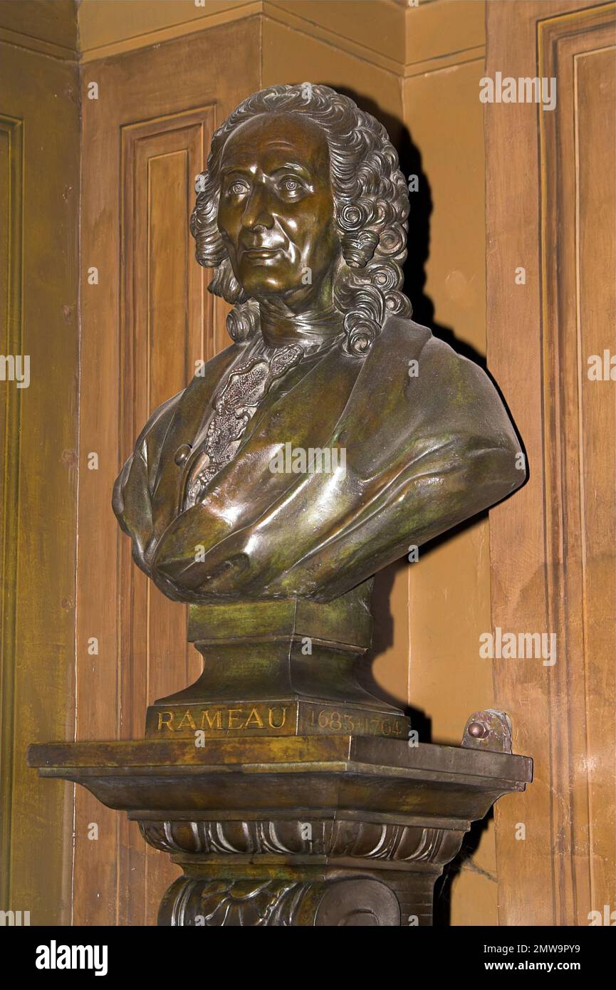 Paryż, Paris, Francja, France, Frankreich, Église Saint-Eustache; Church of St. Eustache; Bronze bust of Jean-Philippe Rameau; 让-菲利普·拉莫 Stock Photo