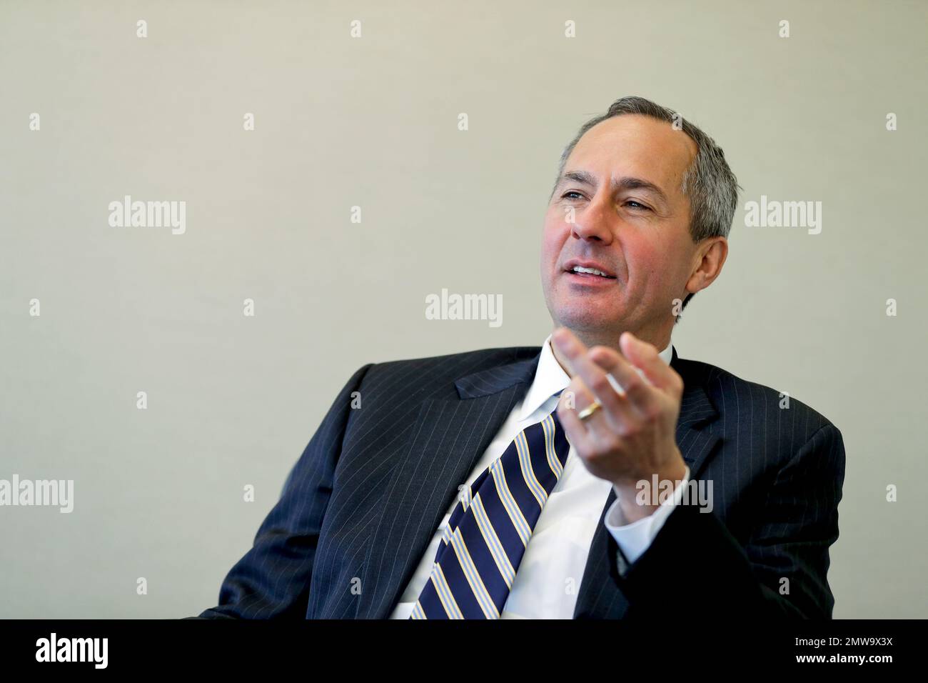 In this Wednesday March 8 2017 photo Judge Thomas Hardiman gestures during a meeting with The Associated Press in Philadelphia. AP Photo Matt Slocum Stock Photo Alamy
