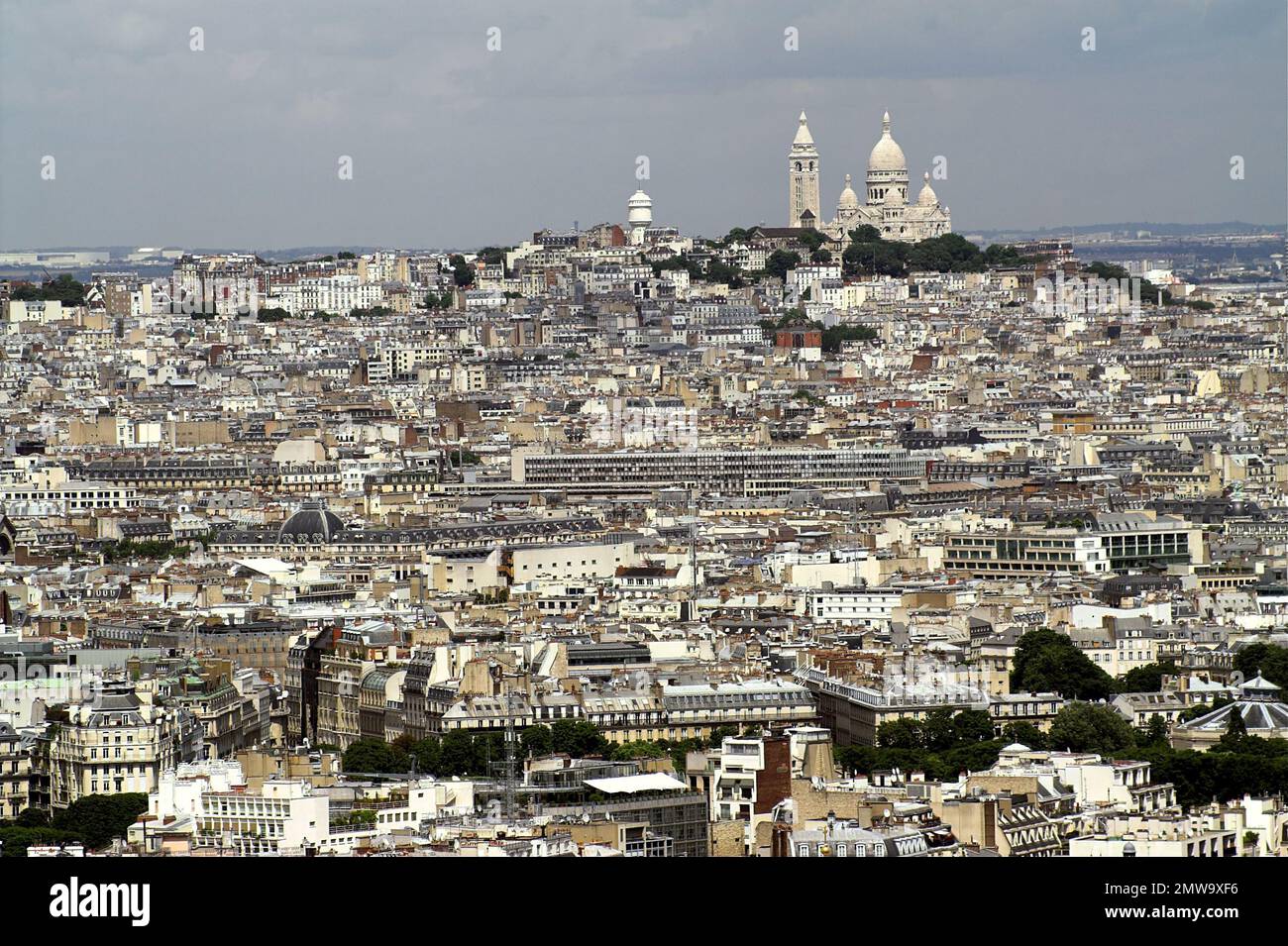 Paryż, Paris, Francja, France, Frankreich, Wide panorama of Paris; Breites Panorama von Paris; Szeroka panorama Paryża; view of Montmartre hill Stock Photo