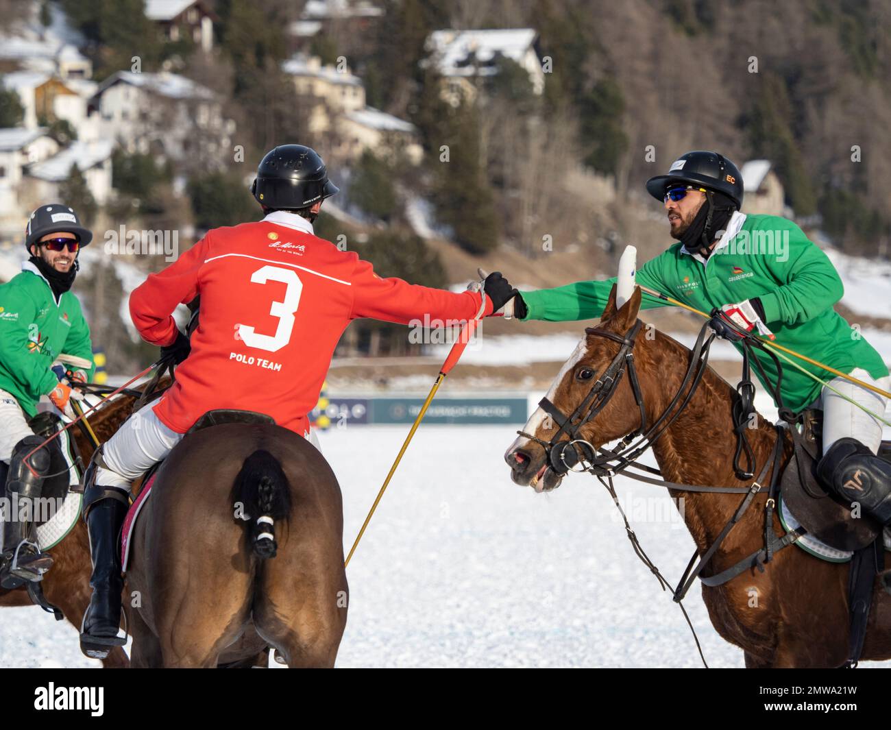 St. Moritz January 29, 2023 Game actions at the Snow Polo World Cup St.Moritz 2023 finals