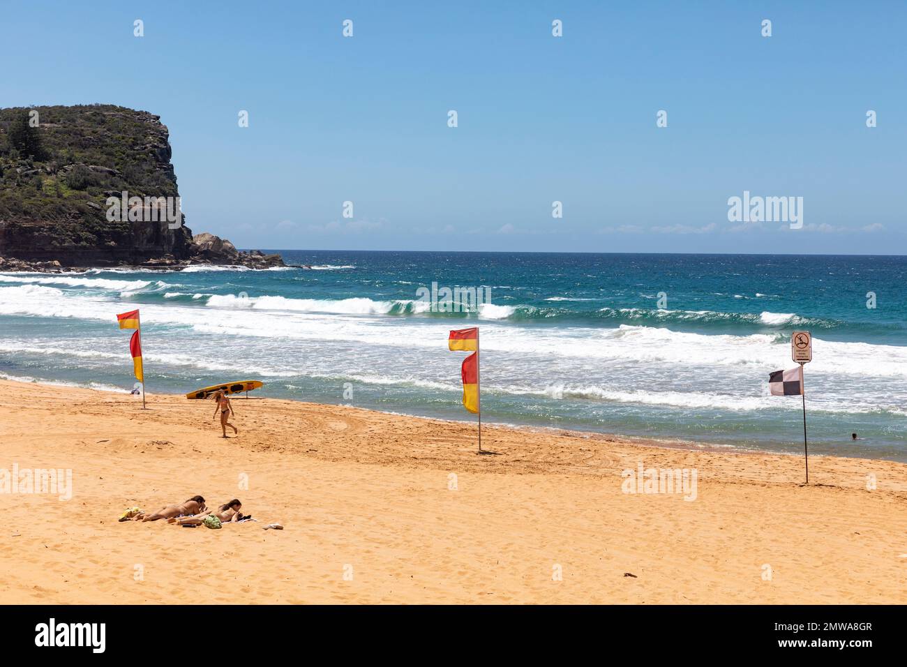 Avalon Beach Sydney Australia, summer 2023, surf rescue red and yellow