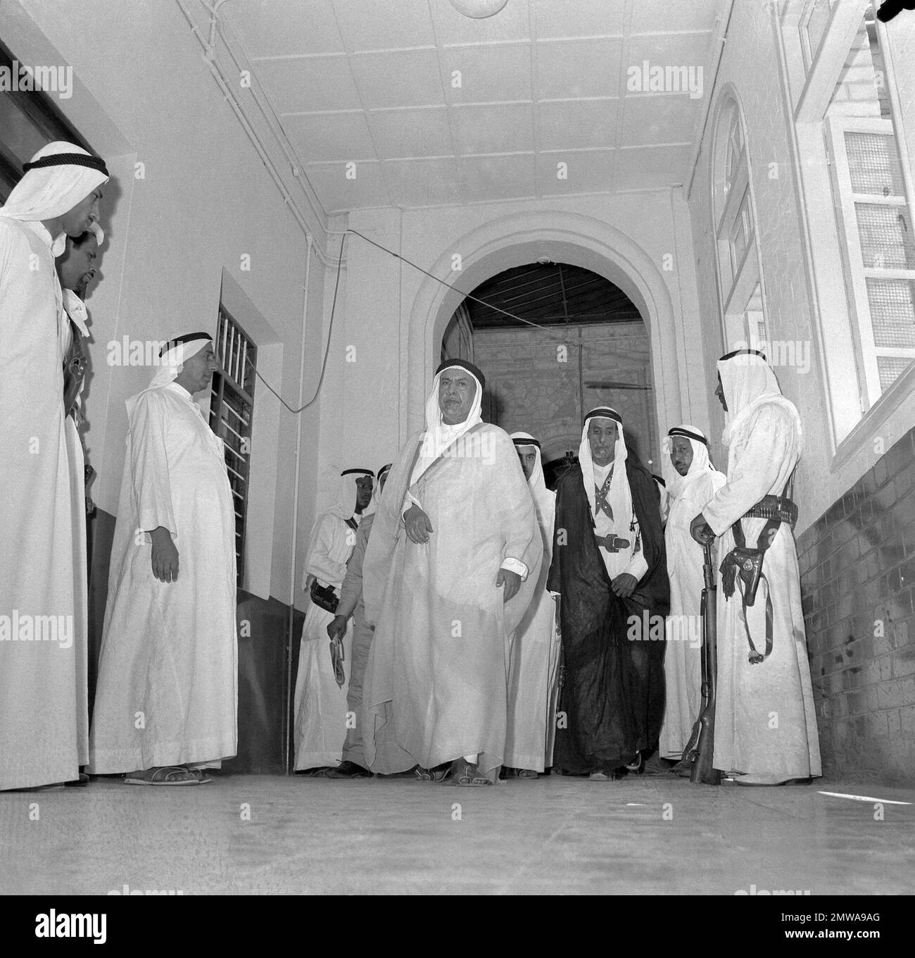 The ruler of Kuwait, Abdullah III AlSalim AlSabah, centre in light
