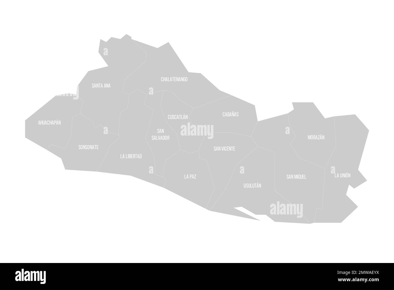 El Salvador political map of administrative divisions Stock Vector