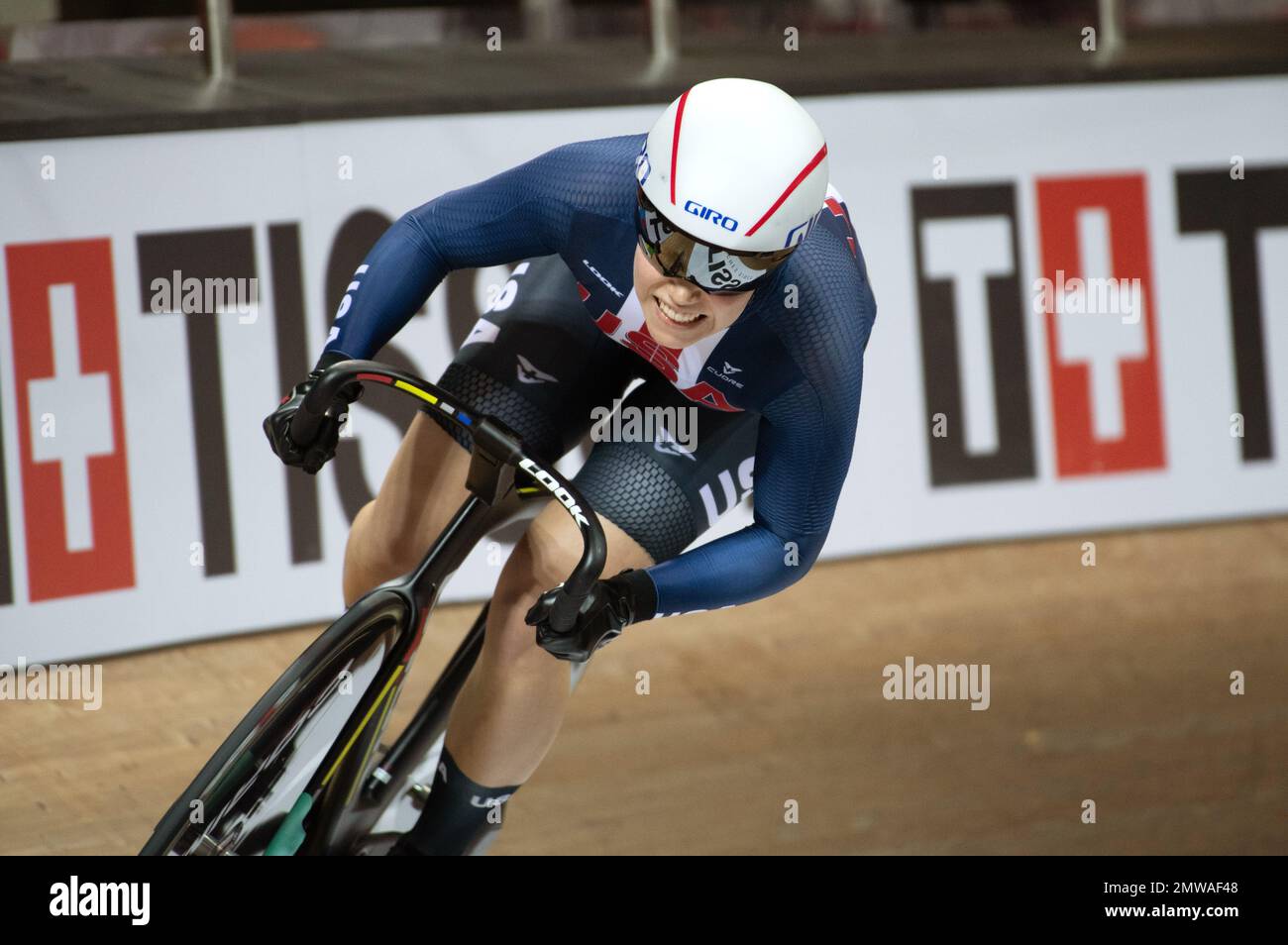 Kayla Hankins of Team USA competes in the 200 meter time trial, part of