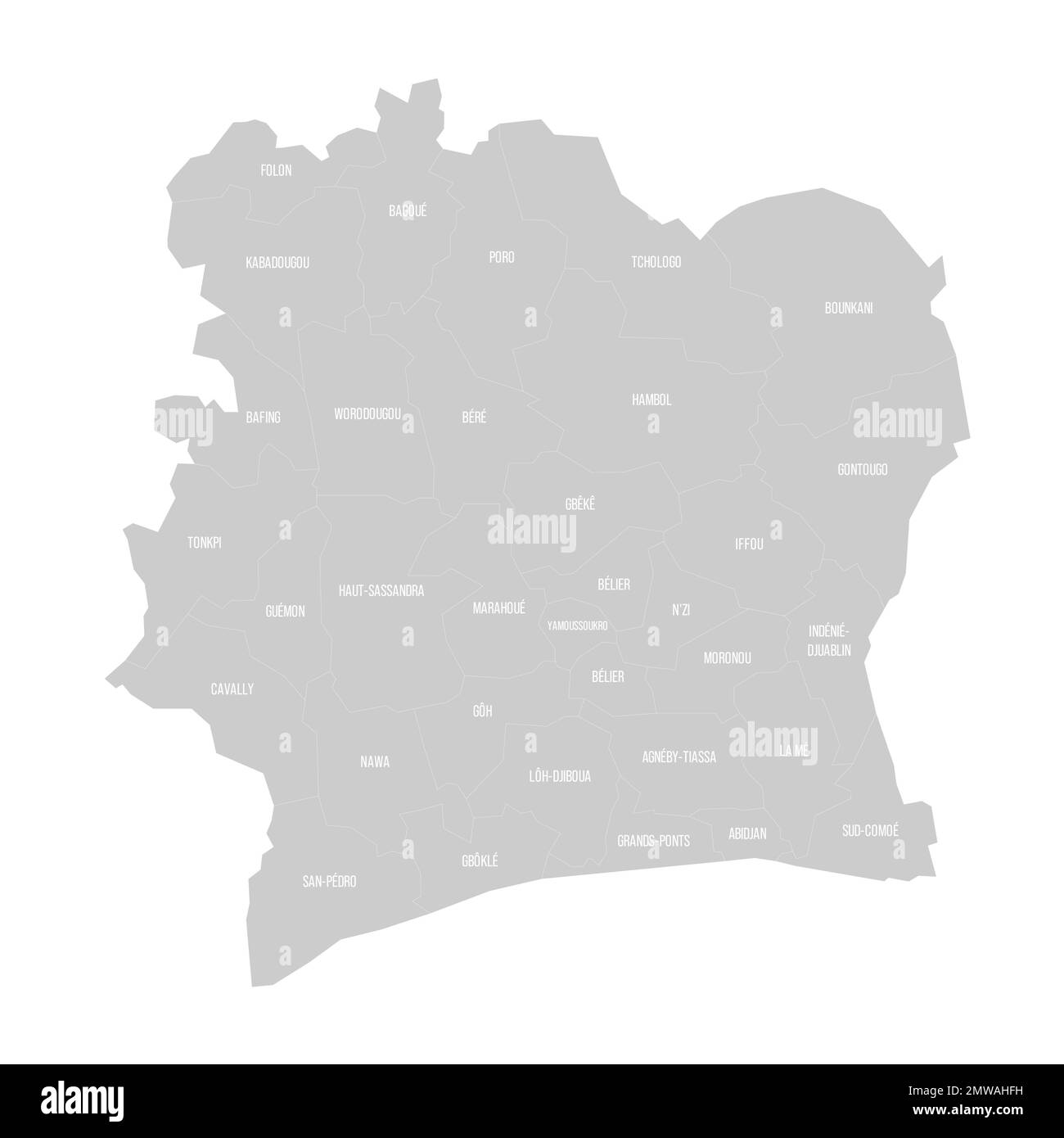 Ivory Coast Political Map Ivory Coast Political Map Of Administrative Divisions 2MWAHFH