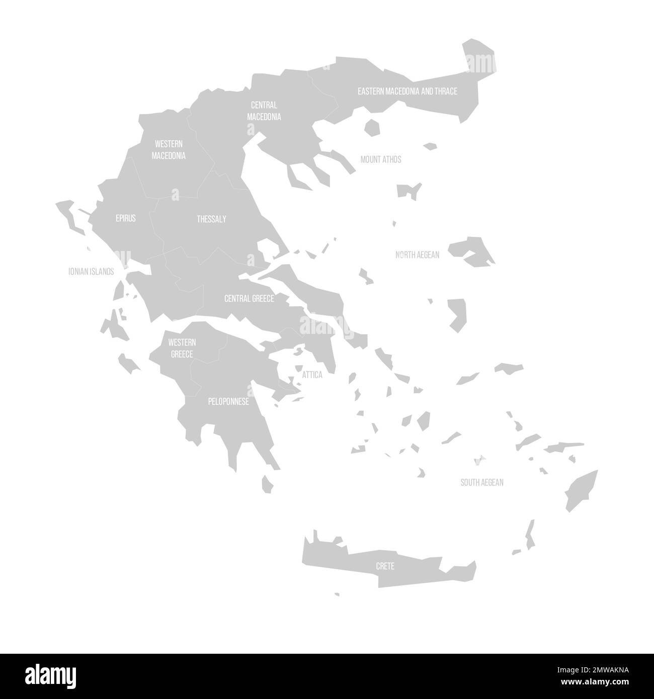 Greece political map of administrative divisions Stock Vector Image