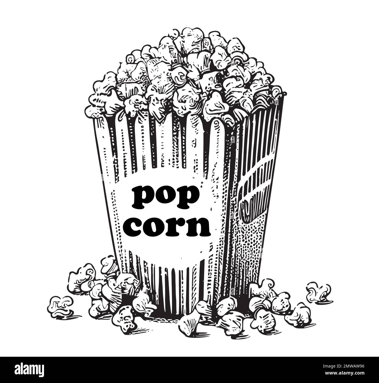Popcorn retro sketch hand drawn sketch in doodle style Vector