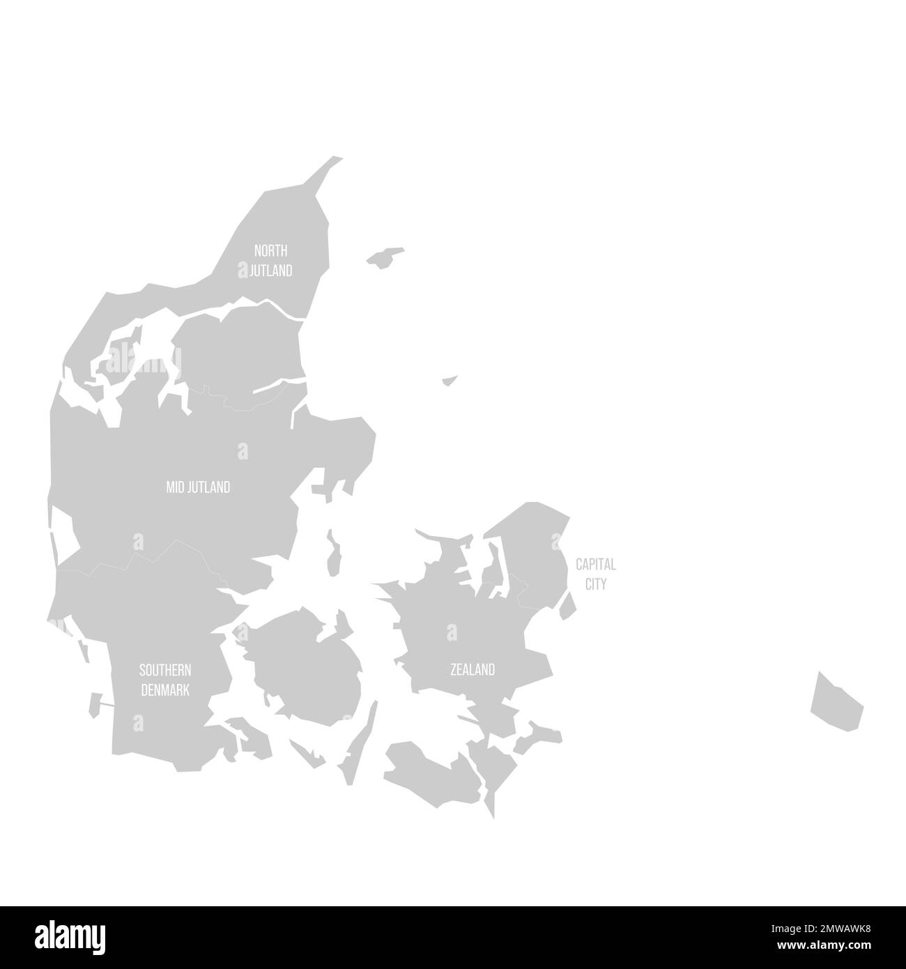 Denmark political map of administrative divisions Stock Vector