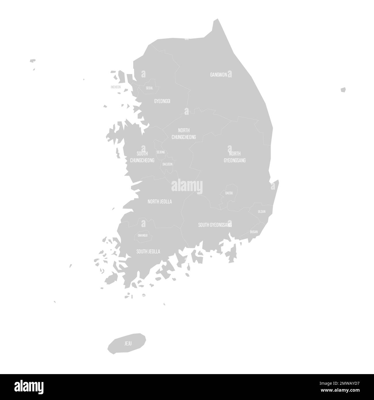 South Korea political map of administrative divisions Stock Vector ...