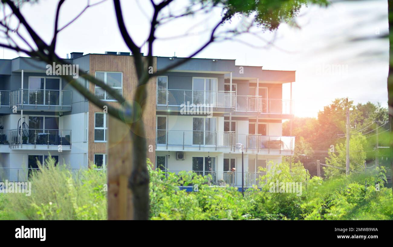 Us Eco Apartment Renovation Stocks Reference: Modern Residential Building With New Apartments In A Green Residential