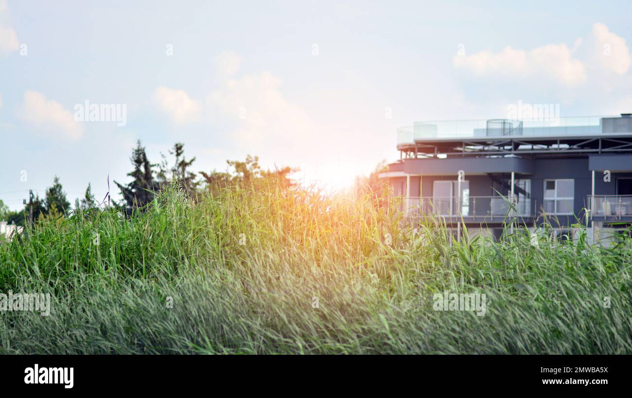 Image showcasing Modern residential building with new apartments in a green residential ...