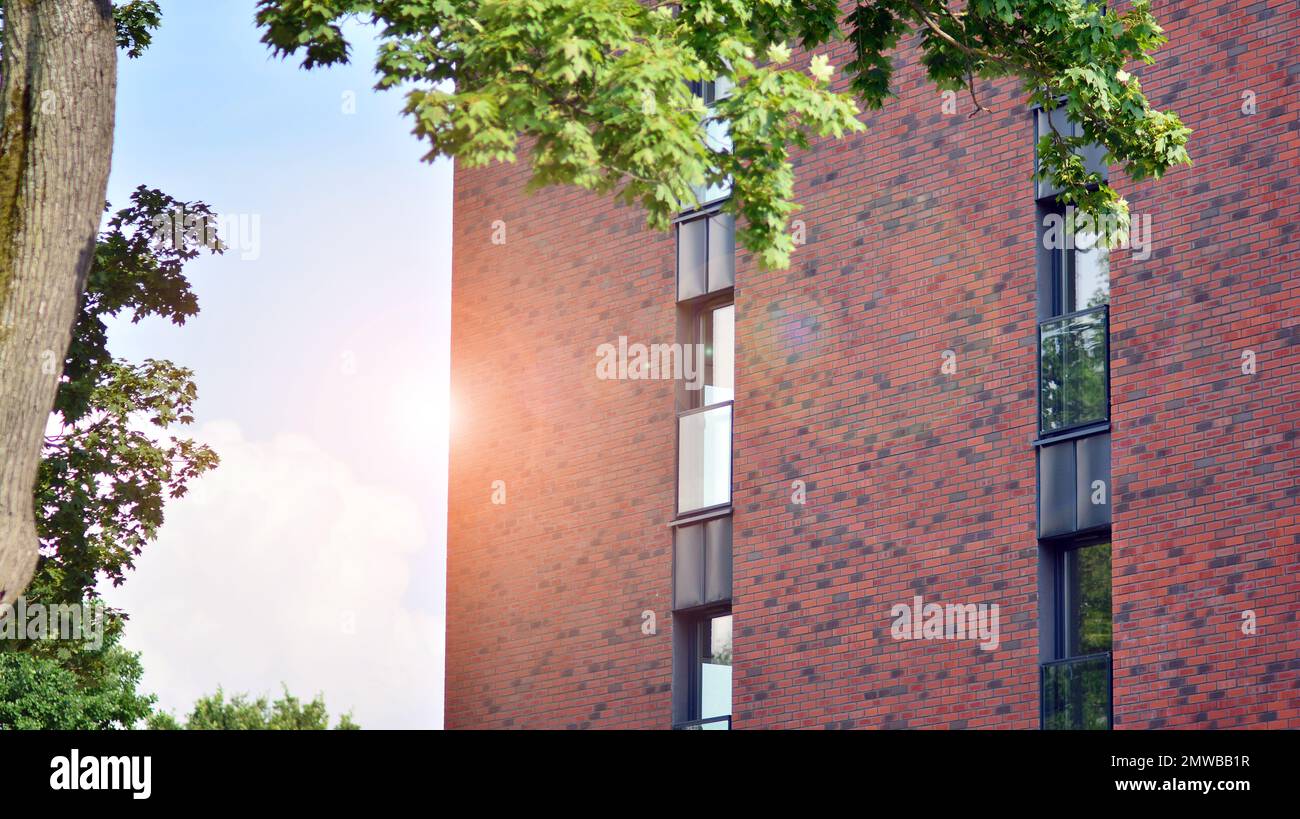 Image showcasing Modern residential building with new apartments in a green residential ...