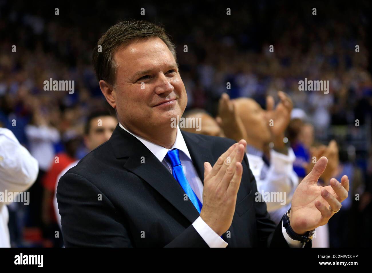 Kansas head coach Bill Self before an NCAA college basketball game