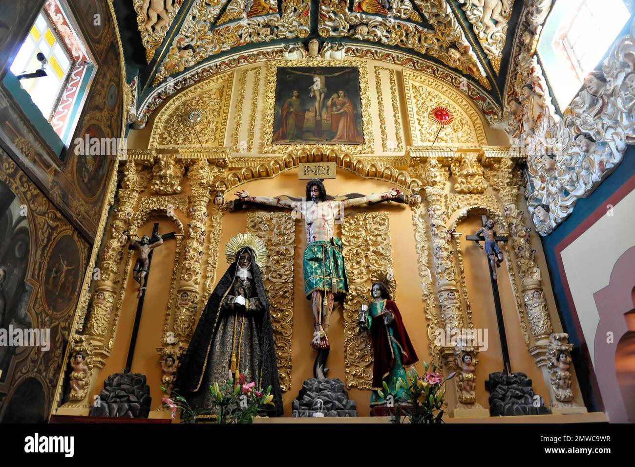 Templo de Santa Maria Tonantzintla, in San Andres Cholula, near Puebla Stock Photo