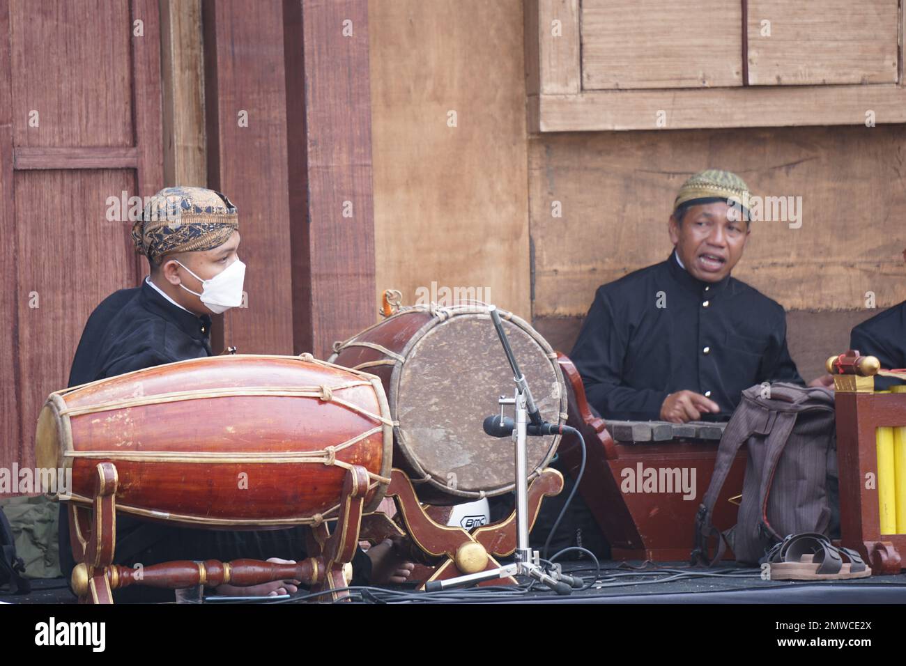 Javanese musicians play avanese music intrumental on Blitar Jadul. Blitar jadul was held for the anniversary of the city of Blitar Stock Photo