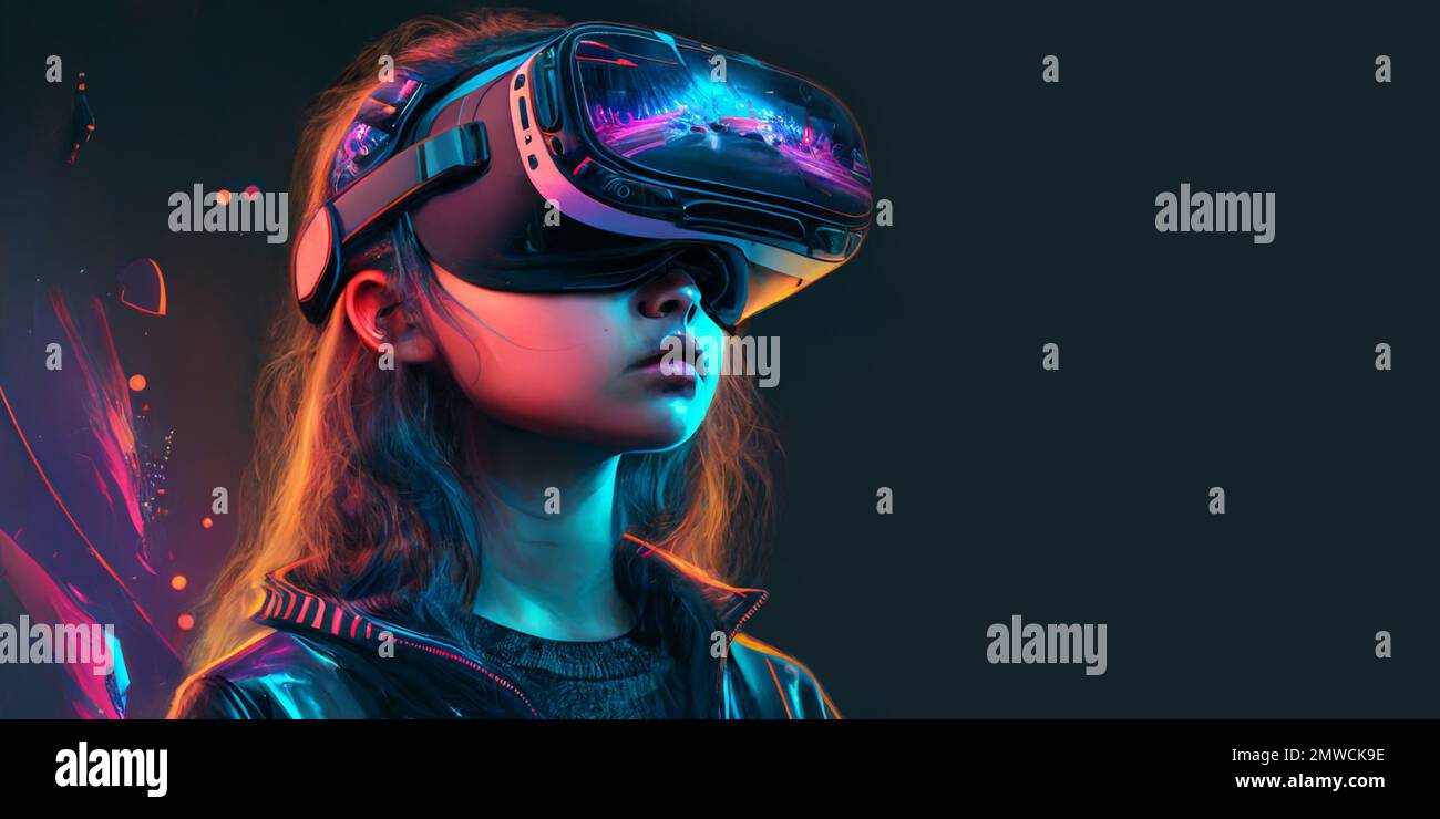 Girl wearing vr headset hi-res stock photography and images - Alamy