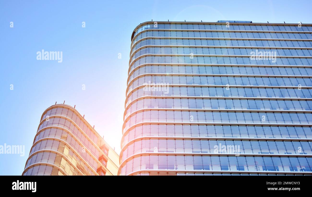 Picture of New apartment building with glass balconies. Modern architecture houses ...