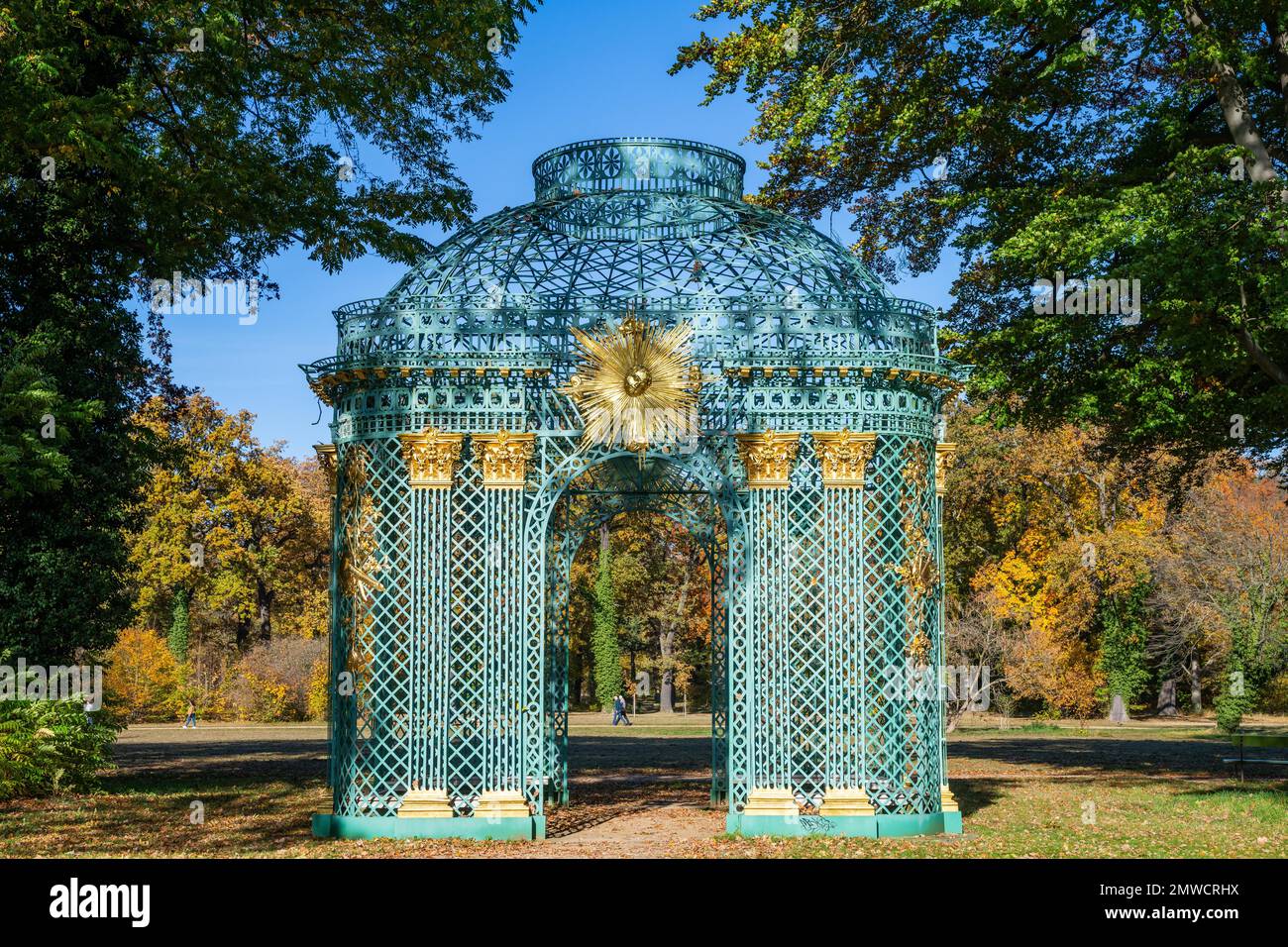 Pavilion in Autumn, Sanssouci Park, UNESCO World Heritage Site, Potsdam, Brandenburg, Germany Stock Photo