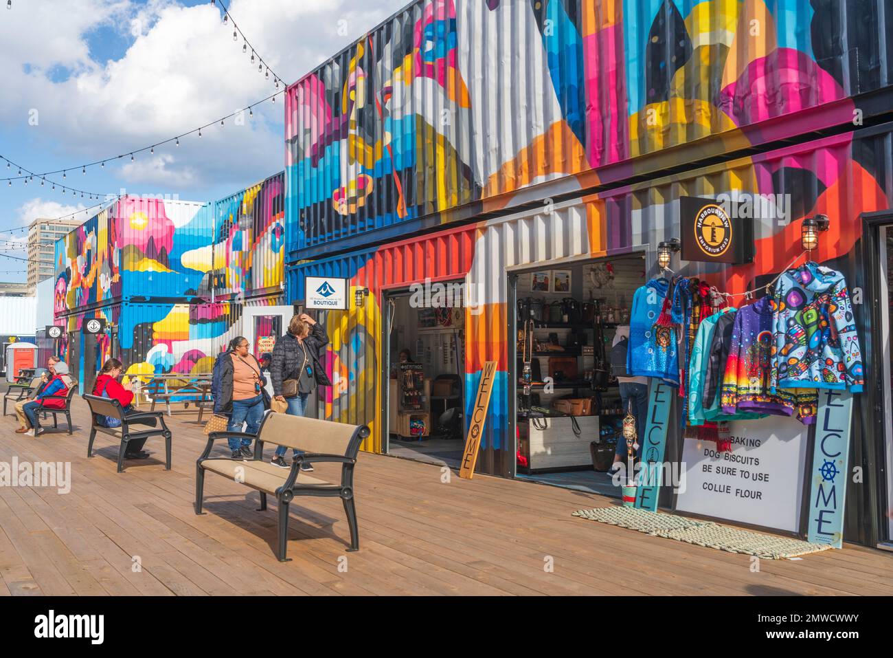 Container shops at the cruise ship port of St. John, New Brunswick