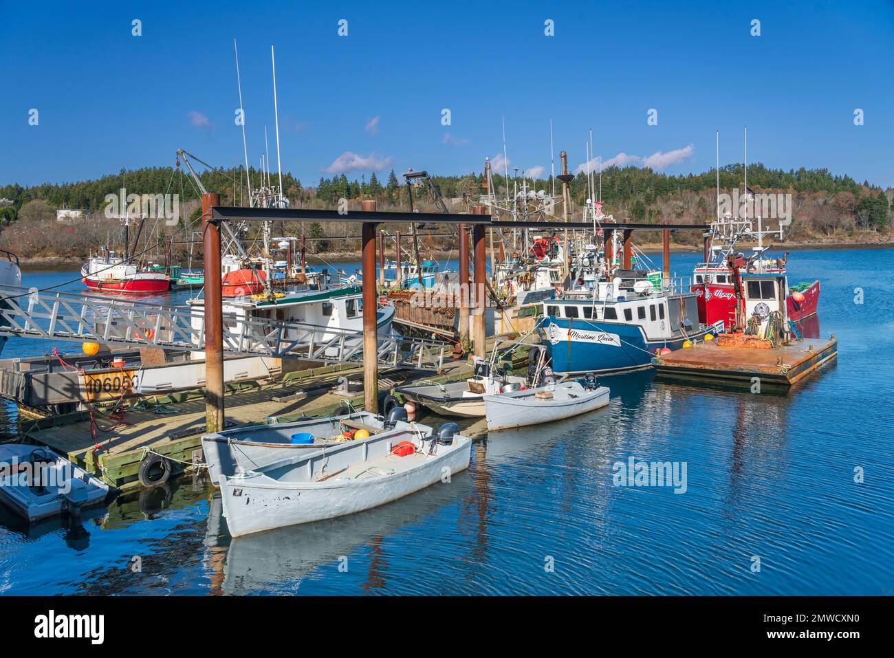 Fishing boats in Black&rsquo;s Harbour, New Brunswick, Canada Stock 
