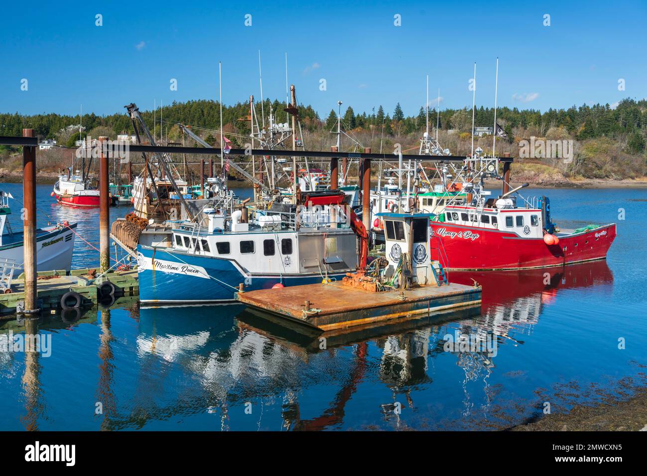Fishing boats in Black&rsquo;s Harbour, New Brunswick, Canada Stock 