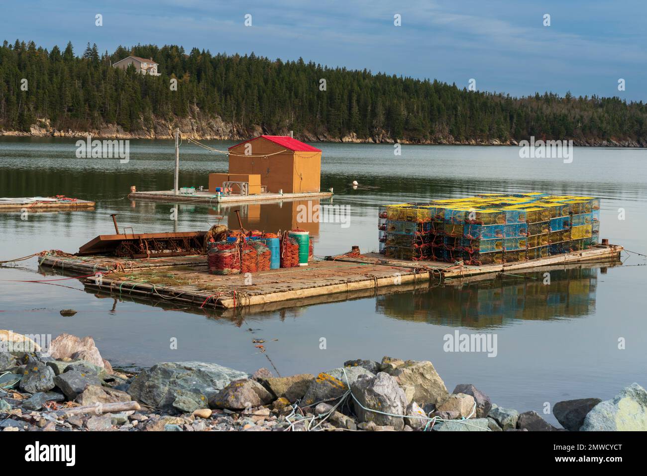 Off season storage of lobster traps near Dipper Harbour, New Brunswick