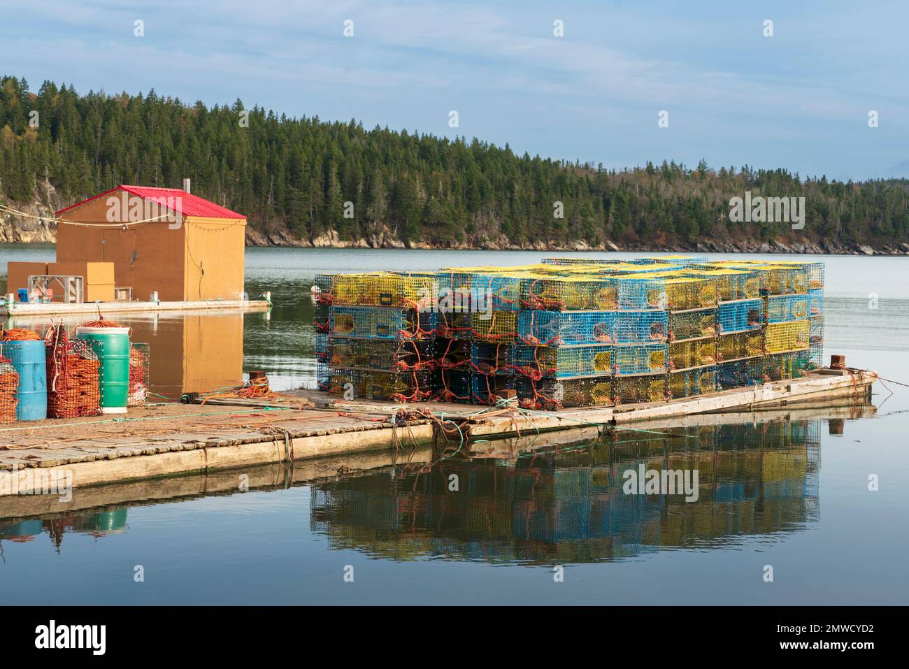 Off season storage of lobster traps near Dipper Harbour, New Brunswick