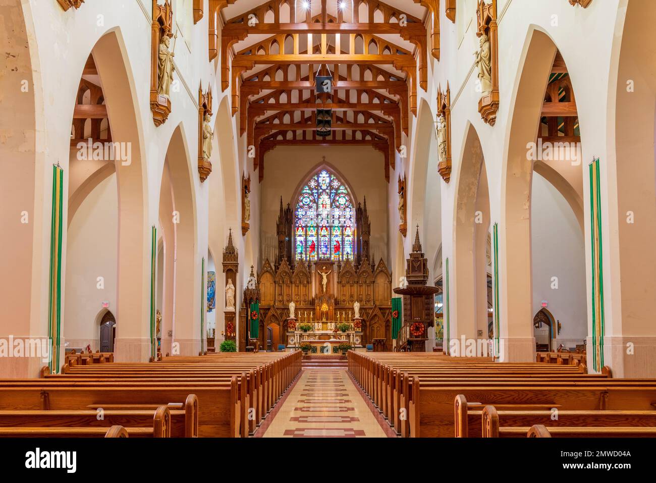 Interior of the Cathedral of the Immaculate Conception at Saint John, New Brunswick, Canada Stock Photo