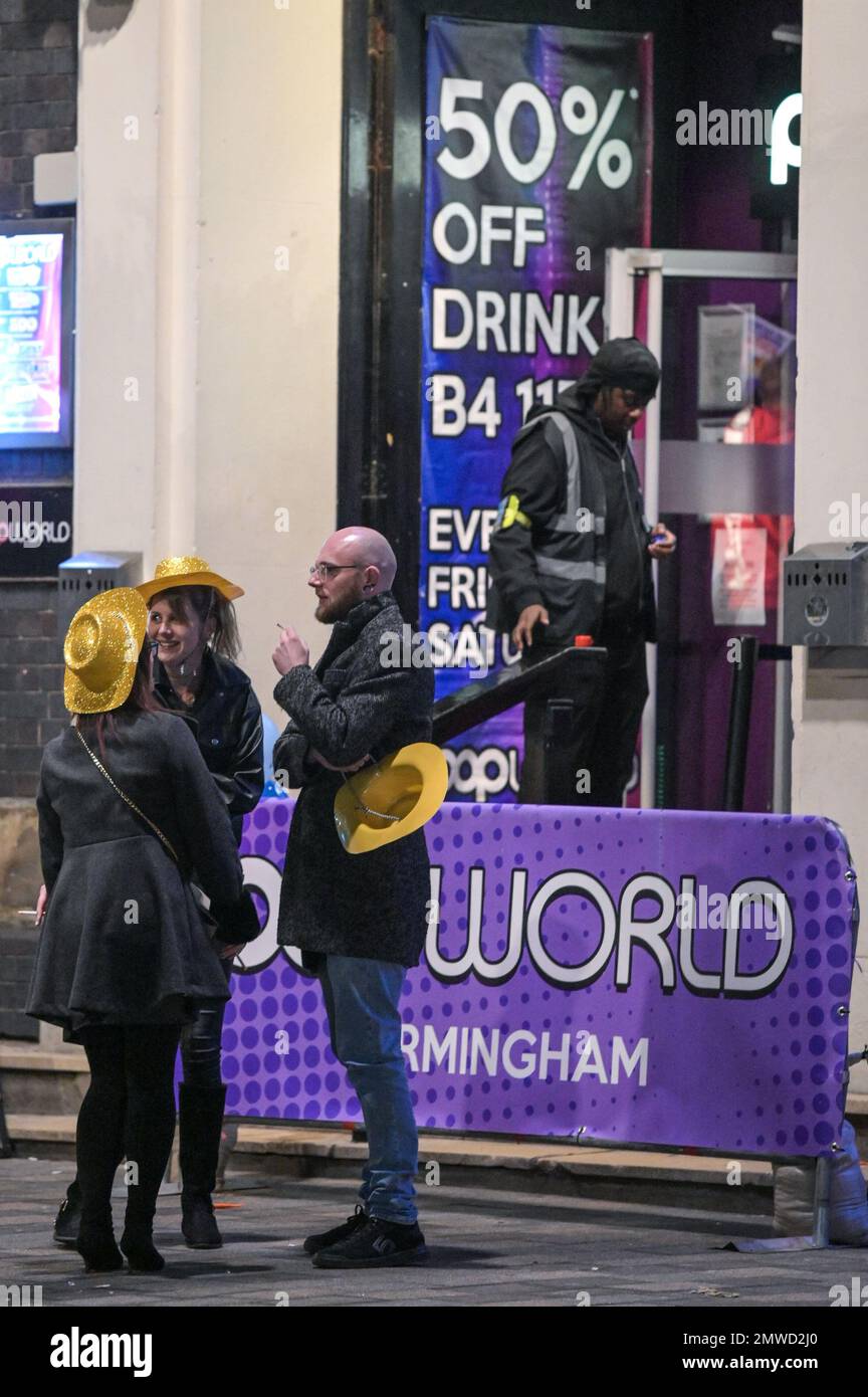 Birmingham, 1st February 2023 - Revellers said goodbye to Dry January and hello to Free-for-All February as they enjoyed an evening of partying on Wednesday night on Broad Street in Birmingham. Credit: Ben Formby/Alamy Live News Stock Photo