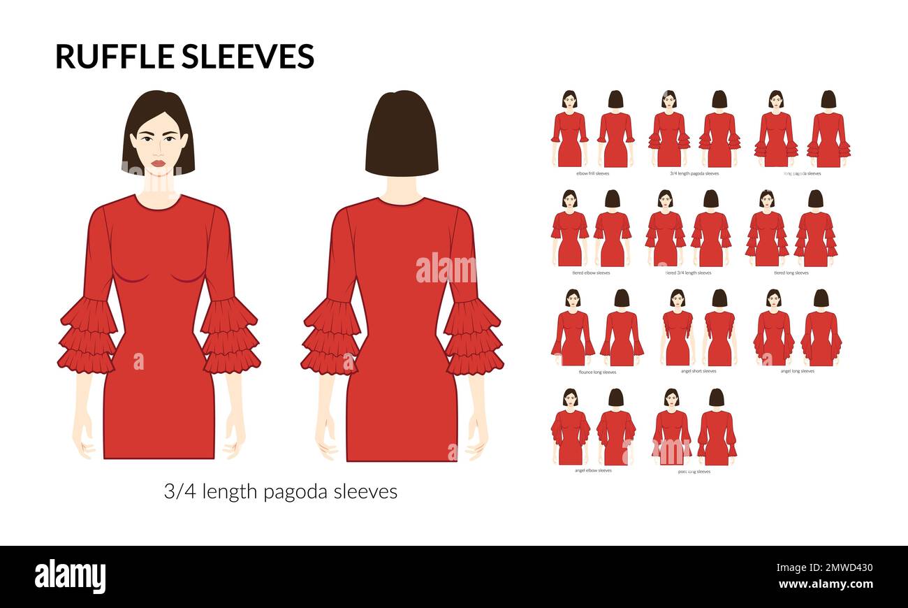 Set of Ruffle sleeves clothes frill, pagoda, tiered, flounce, angel ...