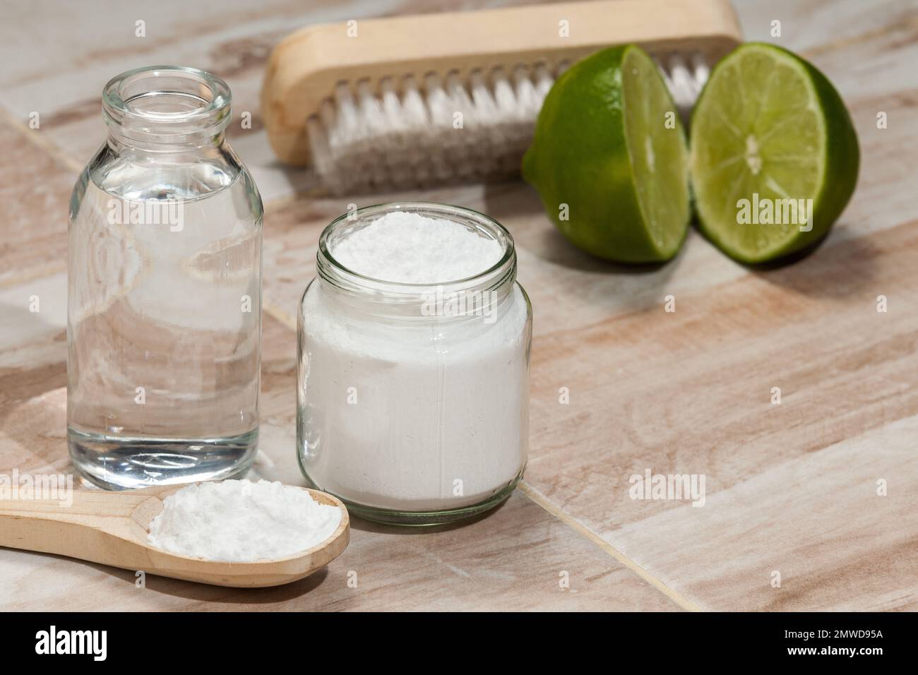 Baking soda sodium bicarbonate, vinegar, and lemon; Cleaning agent