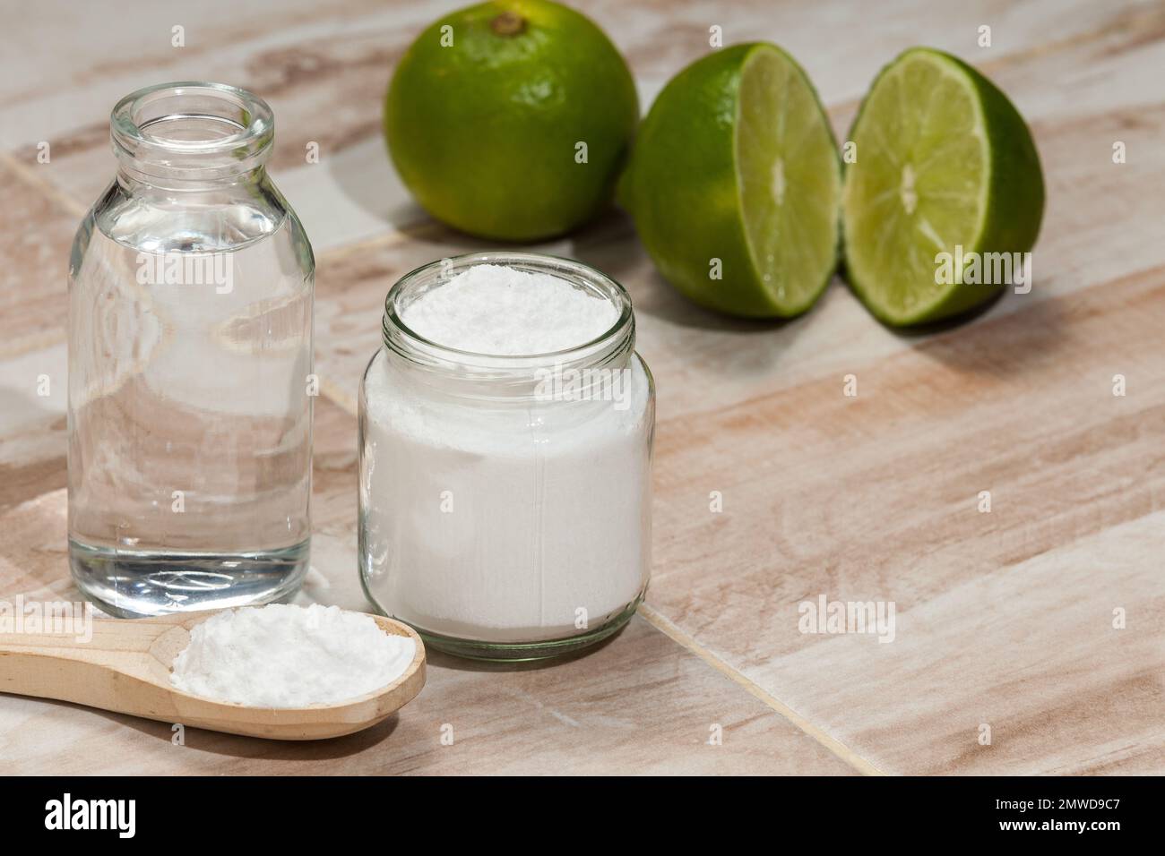 Baking soda sodium bicarbonate, vinegar, and lemon; Cleaning agent