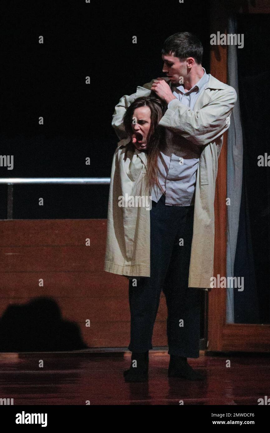 London, UK. 01st Feb, 2023. Scenes from Act 2: The lost room. Peeping ...