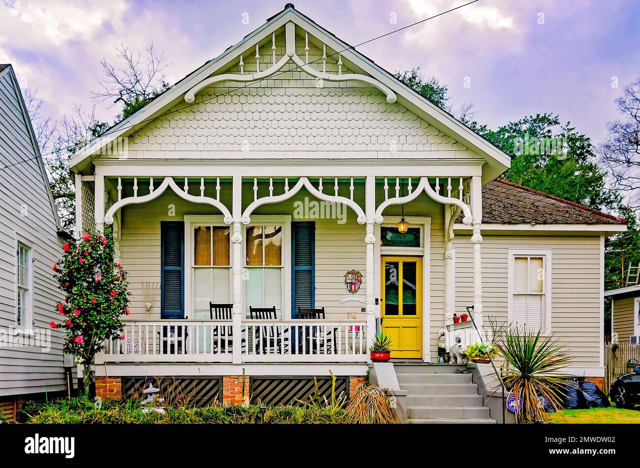 A Victorian cottage is pictured on Augusta Street, Jan. 30, 2023, in Mobile, Alabama. The home was built in 1892. Stock Photo
