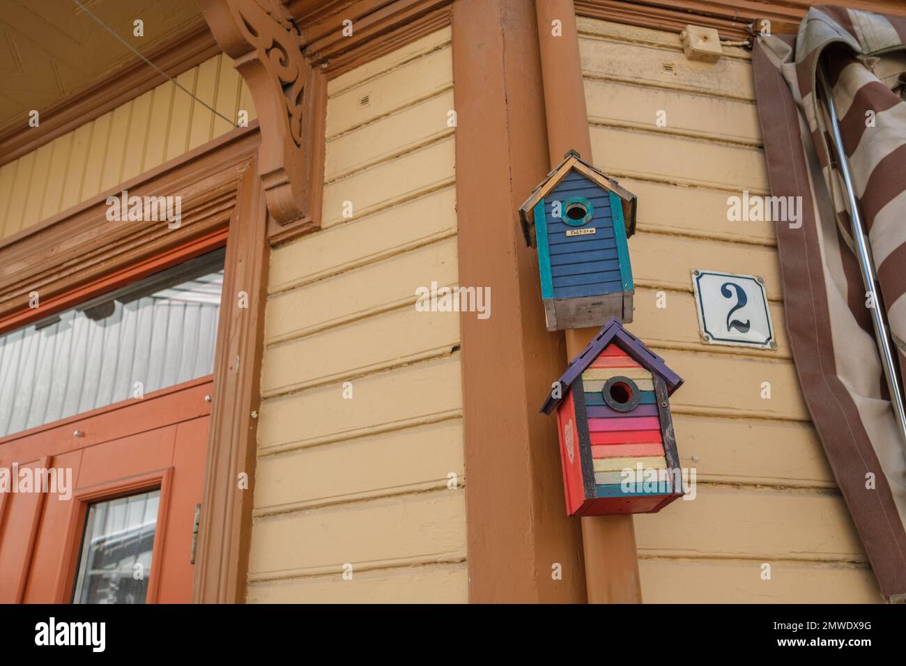 Some birdhouses in a street in Flekkefjord, Norway Stock Photo Alamy