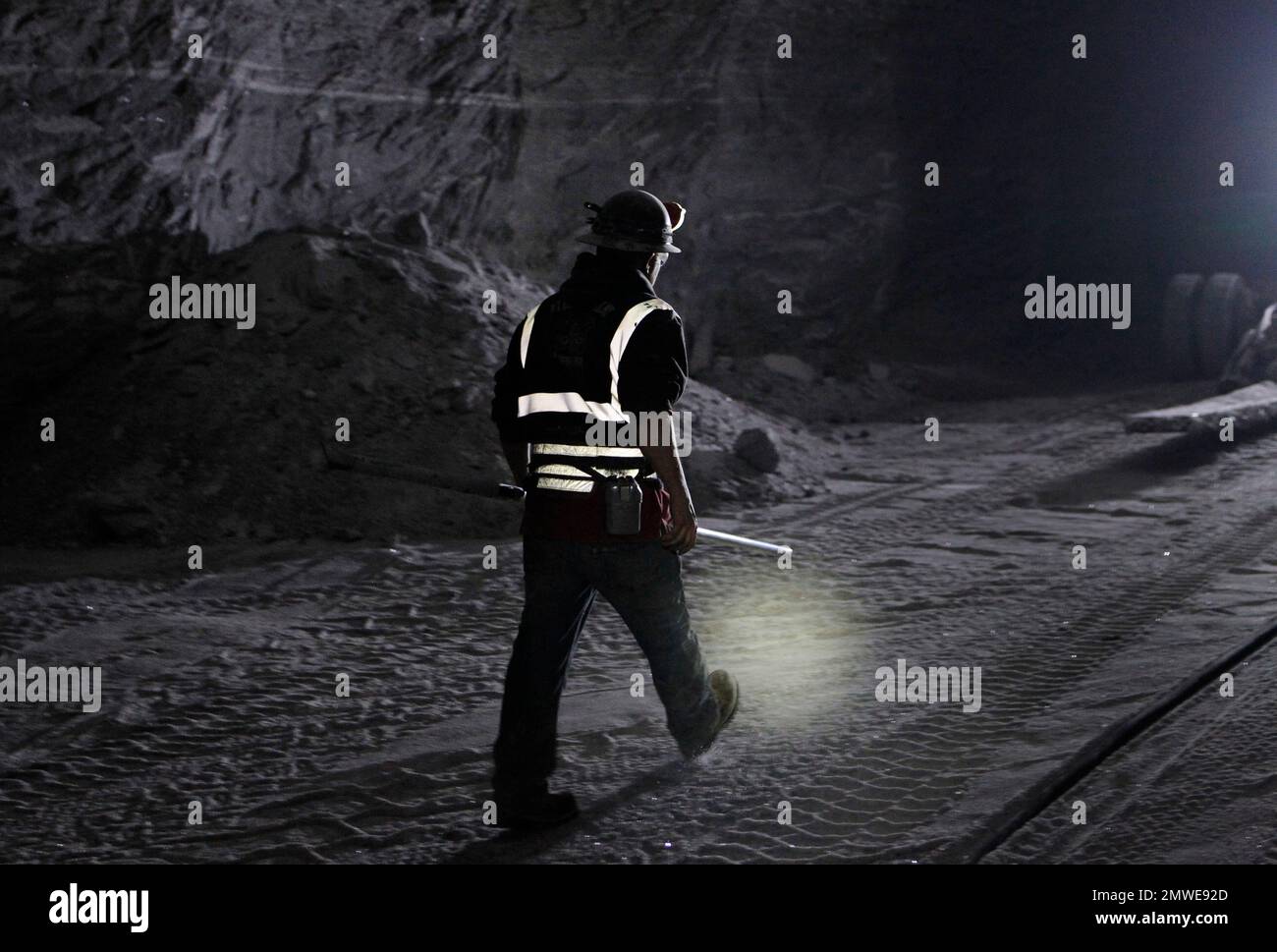In this Jan. 27, 2017 photo, American Rock Salt Co. worker Bill