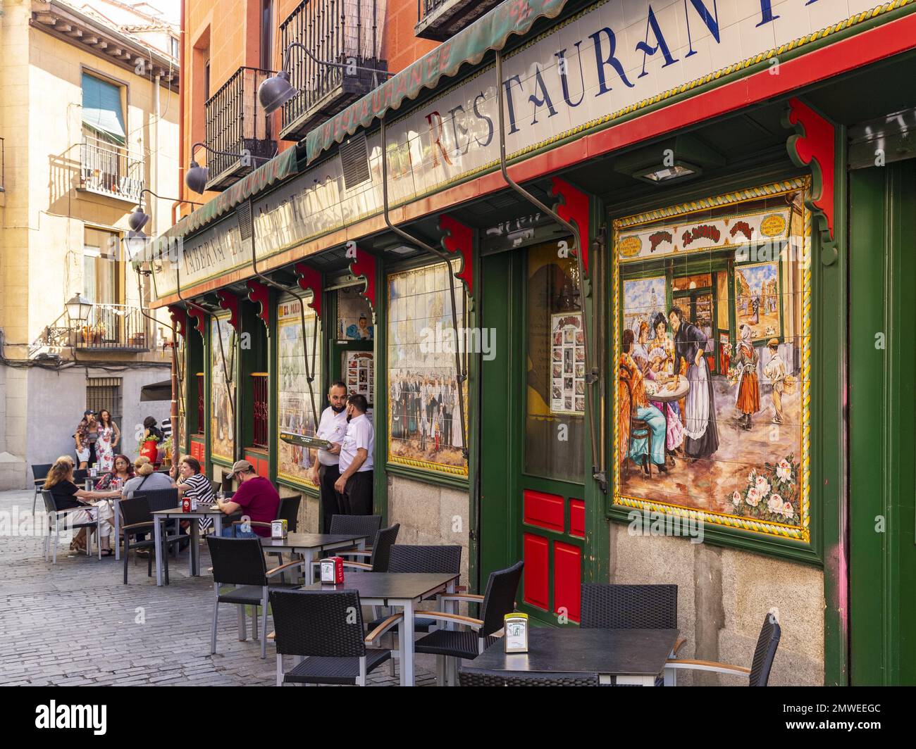 Street cafe, Old Town of Madrid, Capital, Spain, Southern Europe Stock Photo