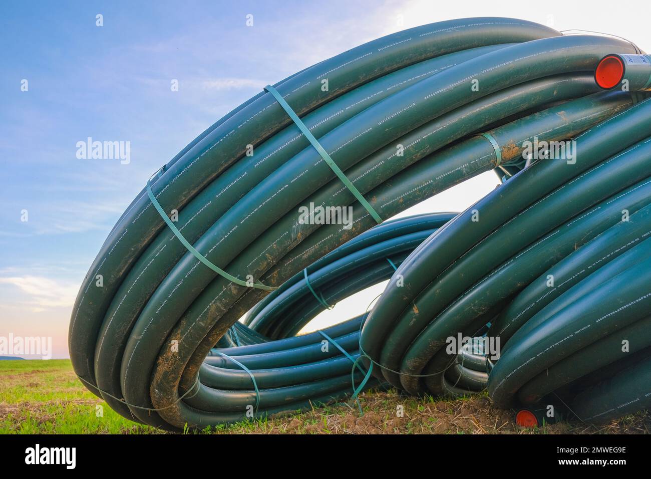 Plumbing pipes in rolls .Plumbing equipment. Pipe laying.Bringing water