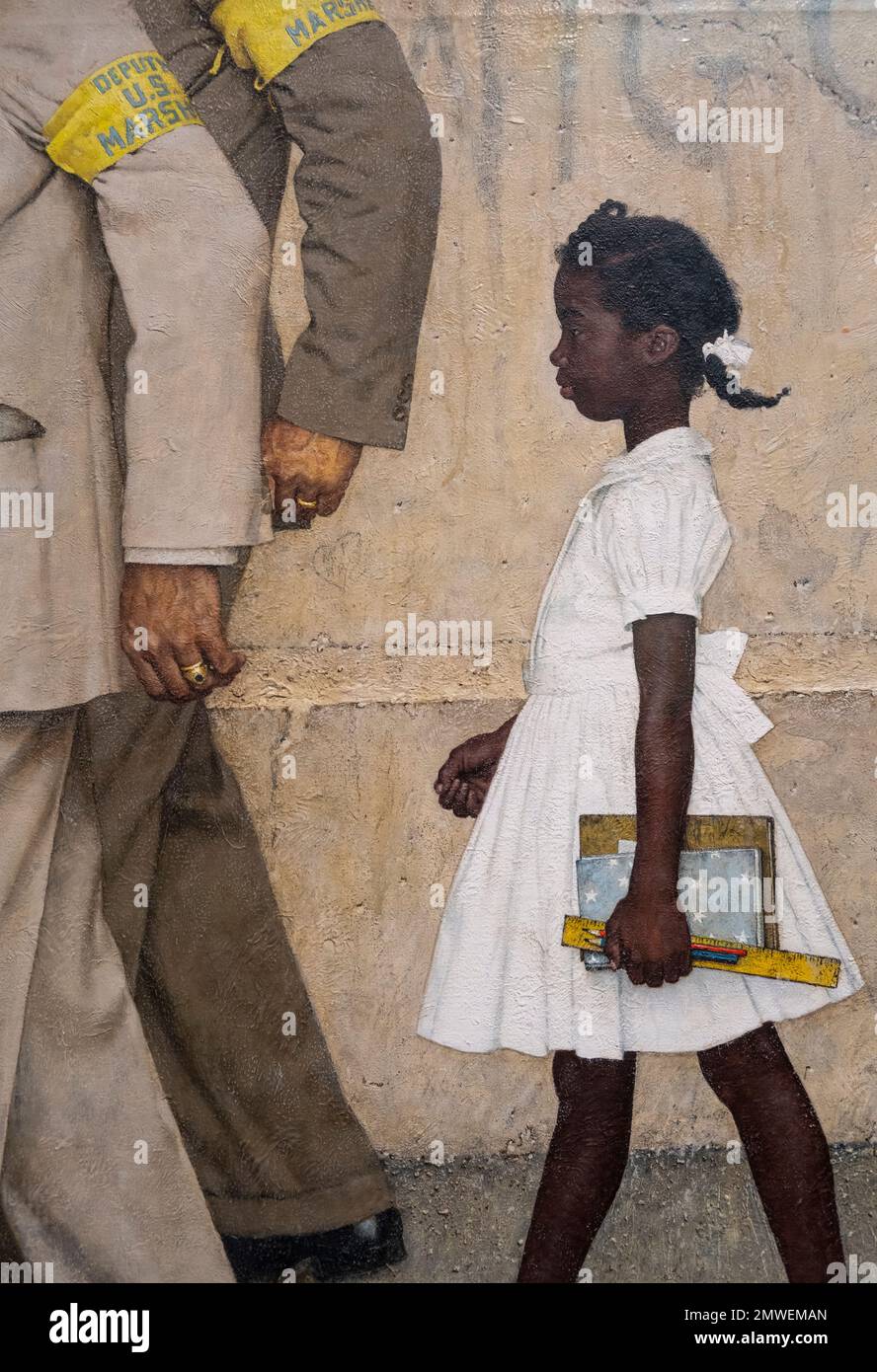 Norman Rockwell painting called The Problem We All Live With done in 1964 for Look magazine showing an imagined representation of Ruby Bridgers Stock Photo